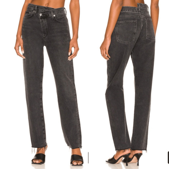 AGOLDE Criss Cross Straight in Shambles Frayed Raw Hem High Rise Jeans Size 31 - Picture 1 of 14